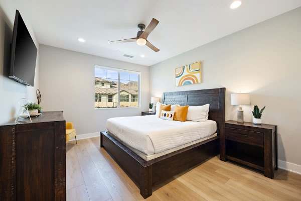 Enjoy restful nights in this well-appointed Master suite with TV.
