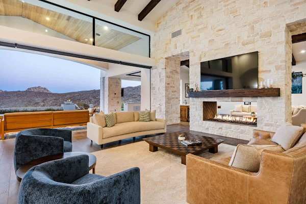 The great room features ample seating for you to make conversation with your loved ones.
