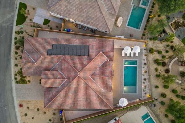 Capture the scale and beauty of the property with this aerial shot.