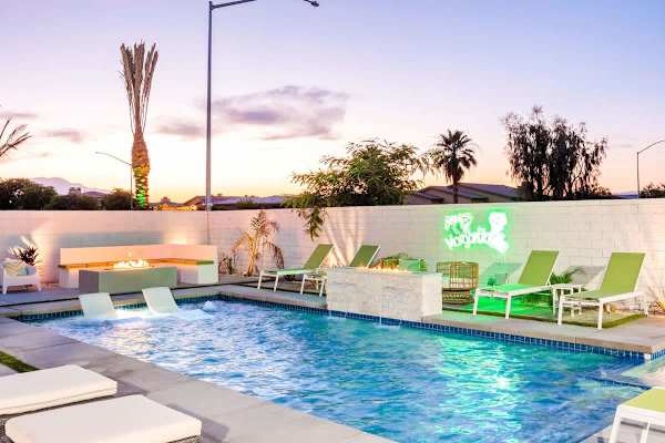 Bask in total comfort from one of the two water loungers.