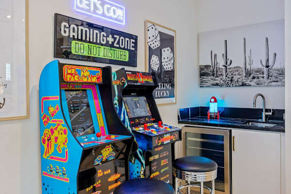 Arcade games in the house keep everyone entertained when you're not by the pool.