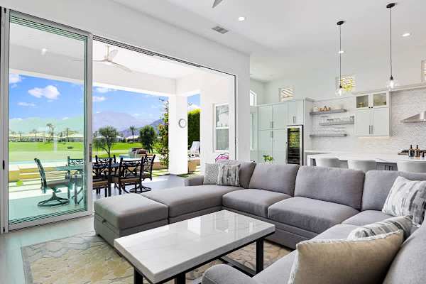 Bring indoor living outdoors with the convenience of the large glass sliding doors!