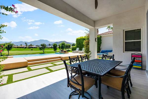 The covered patio is perfect for sunny days when you just need some shade.