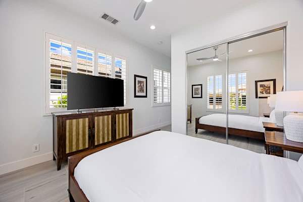 Comfortable guest suite with mountain views and a smart TV for movie nights.