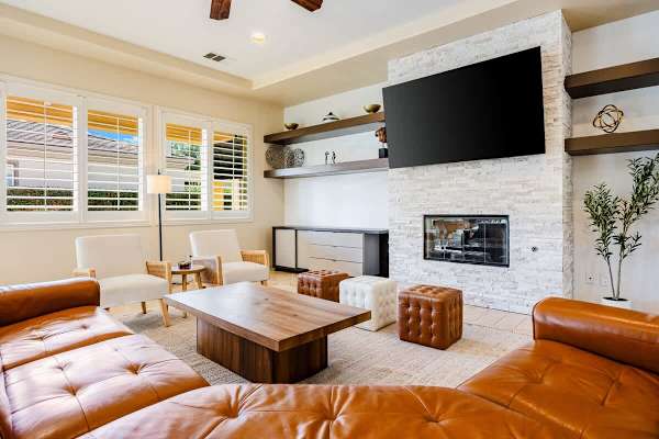 Leather seating make this the ideal spot to relax after desert fun