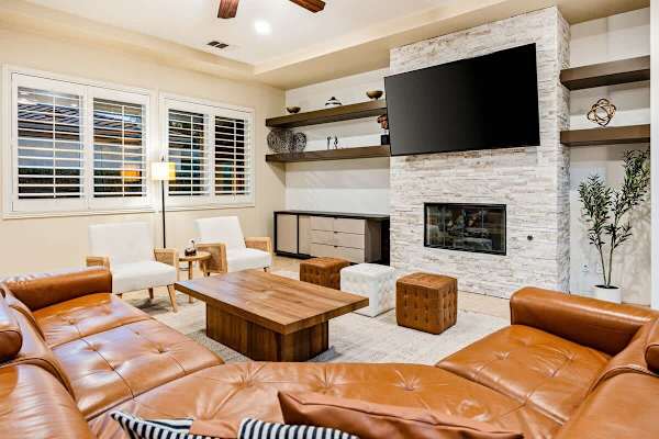 Gather by the fireplace for memorable evenings together