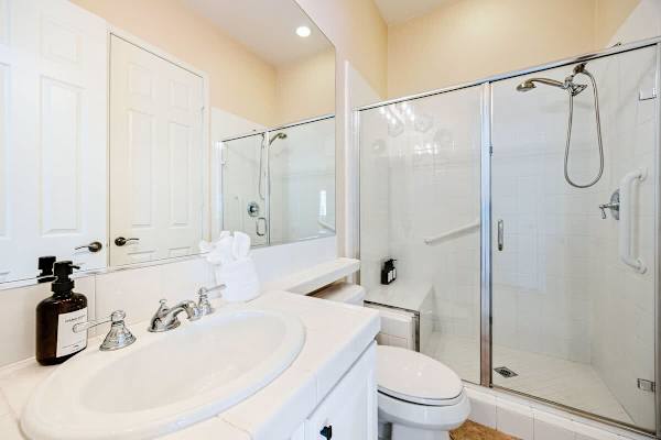 Walk-in shower and spa-like touches make getting ready a breeze.