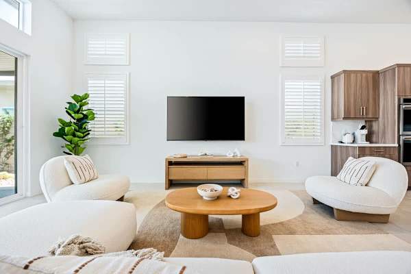 Clean lines and natural light – the perfect spot for movie nights.