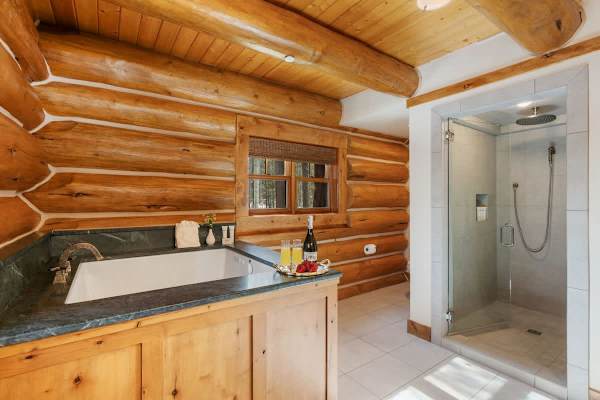 Abode at Forest Edge, luxury log home, hot tub, hiking trails