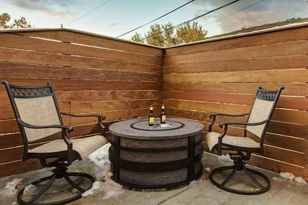 Enclosed Back Patio with Fire Pit, Gas Grill