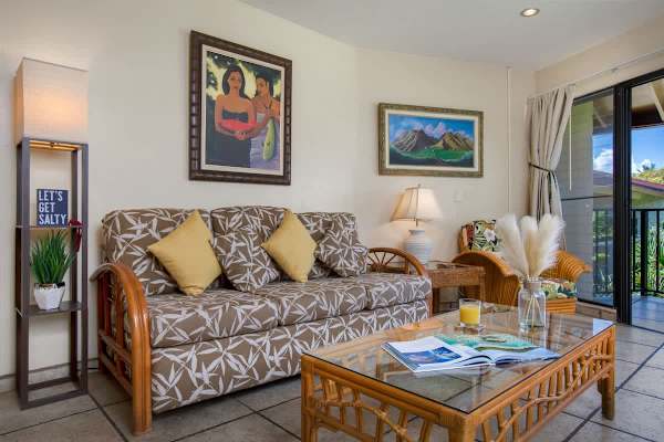 Living room with queen-size sleeper sofa