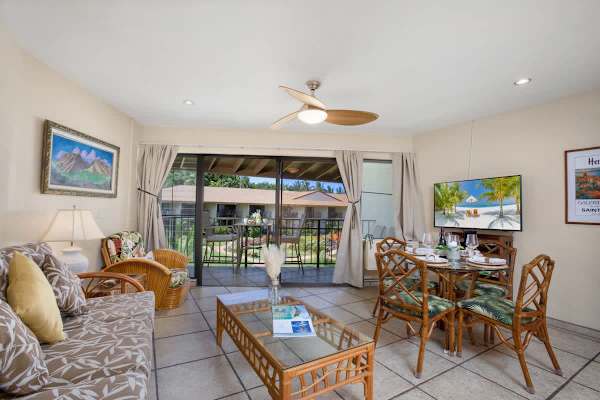 Sliding doors lead onto the private lanai