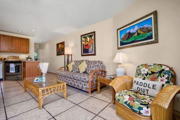 Living room with queen-size sleeper sofa
