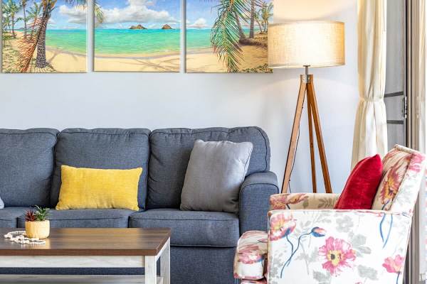 Pull-out sleeper sofa in the living room