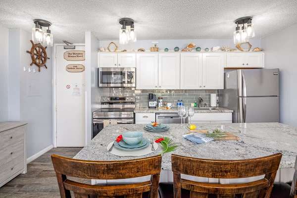 Dining area and kitchen area