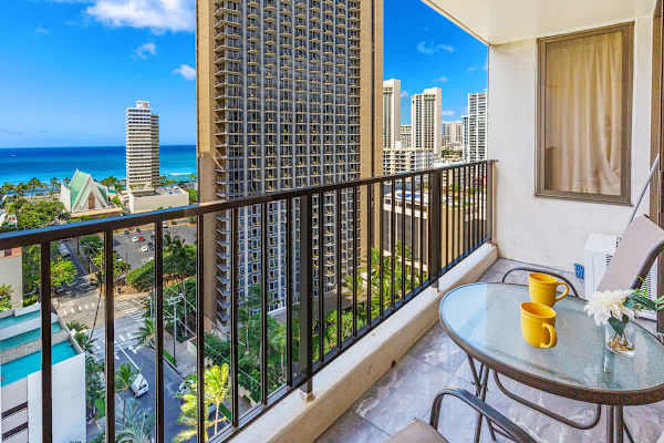 Enjoy your coffee with this stunning ocean view from your balcony.