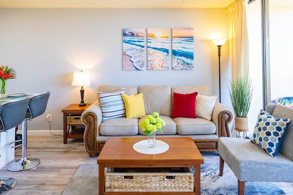 Living room with pull out sleeper sofa