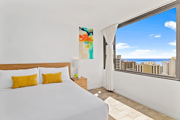Relax in your bedroom with a king-size bed plus beautiful ocean view from your window