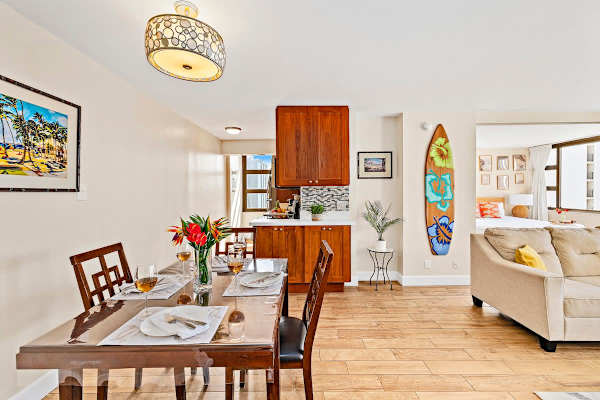 Dining area seats four