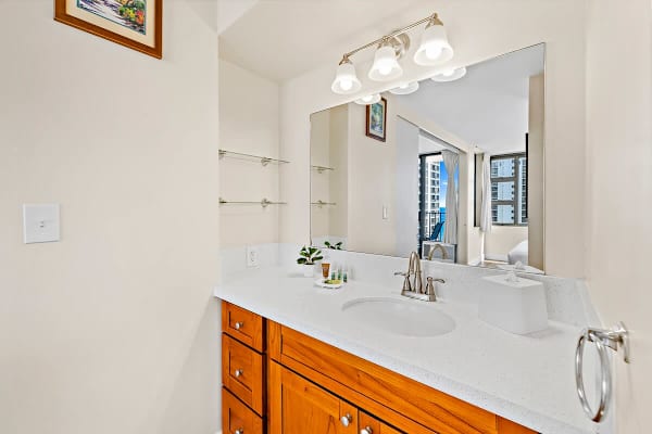 Well-lit bathroom 