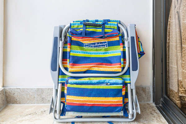 Two beach chairs are provided for use 