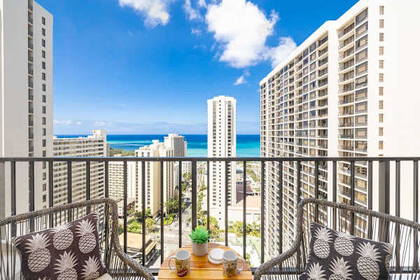 Enjoy having coffee on your balcony with this beautiful ocean view.