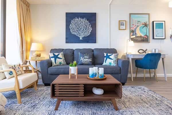 Living room with pull out sleeper sofa