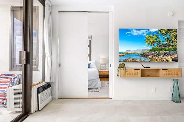 Relax in the living room while watching your favorite shows