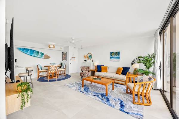 Overview of the living area and dining area