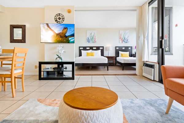 Enjoy watching your favorite movies in the living room with a smart TV.
