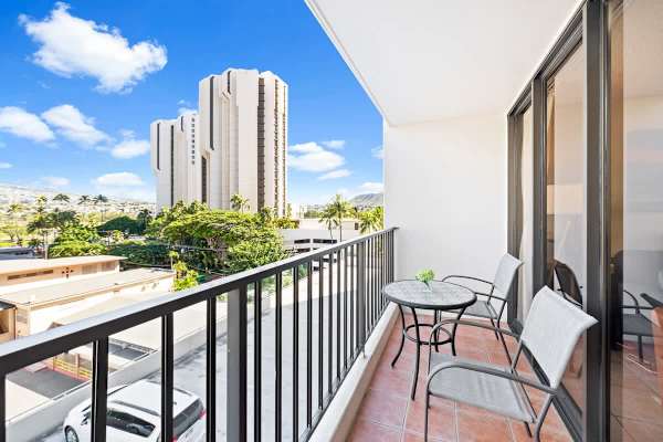 Balcony with city and beautiful Mountain Views.