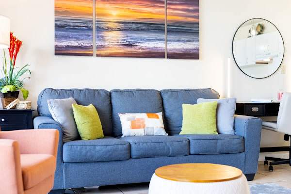 Pull-out sleeper sofa in the living room