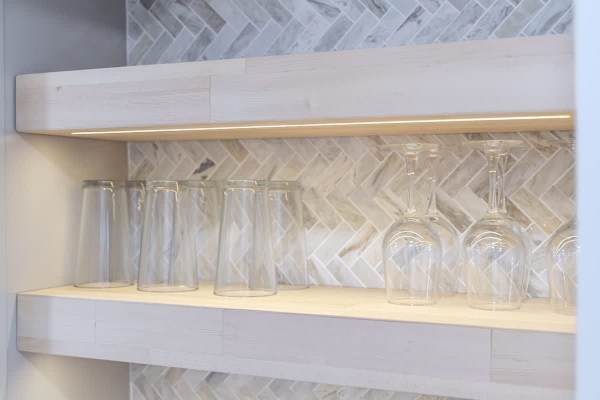 Glasses available in the kitchen