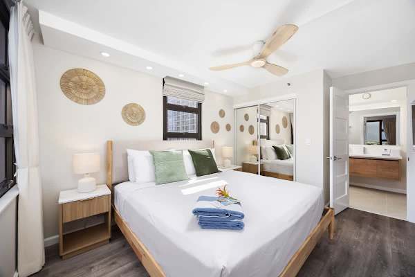 Your bedroom has easy access to the bathroom