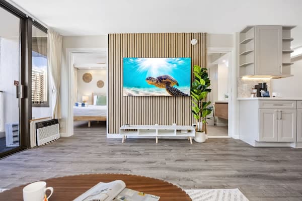 Your living area has a 65" smart TV perfect for your entertainment