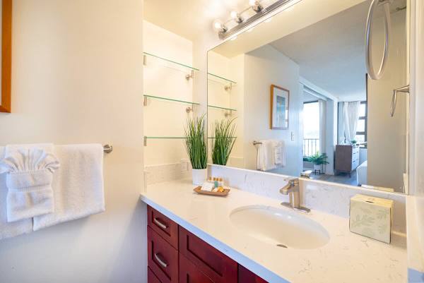 Bath towels are provided