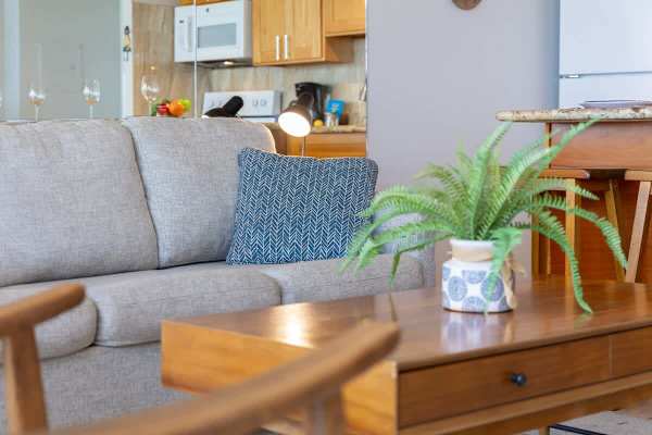 Laid-back living room w/ plush seating & a warm, relaxed vibe.
