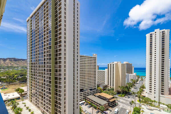 Ocean and partial Diamond Head views from the lanai