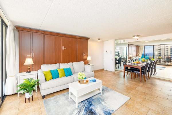 Living room and dining area