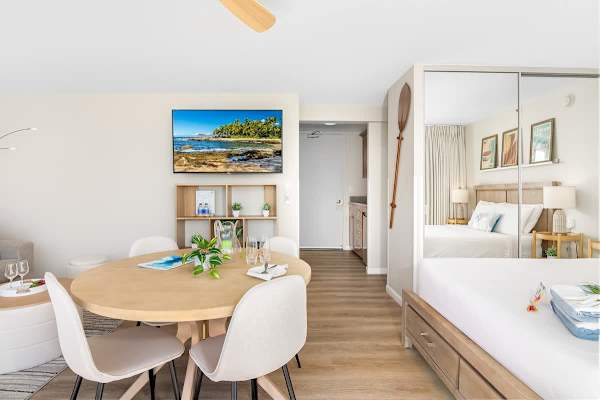 This unit has a 55" Smart TV for your entertainment.