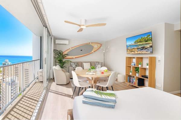 Beautifully remodeled studio with great Ocean View from the lanai. Surfboards are for decoration only