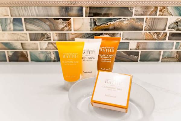 We provide a starter supply in the bathroom!