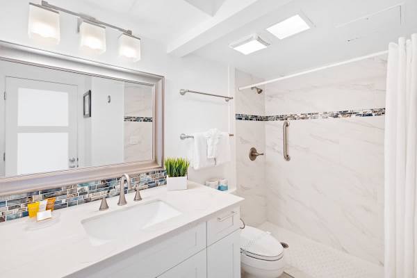 This unit has a full bathroom with a walk-in shower!