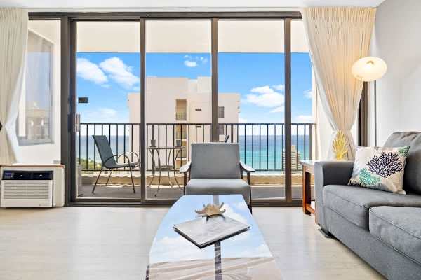 The unit has a flat-screen TV that you can enjoy from the living room!