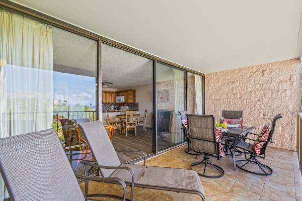 Spacious balcony perfect for sharing breakfast or coffee.
