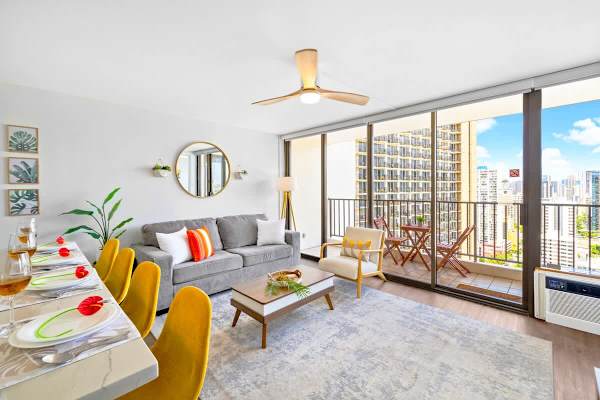 Newly renovated apartment with cozy mid-century modern furniture