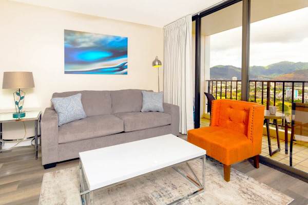 Pull-out sleeper sofa and chair in the living room