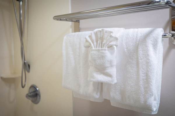 Bath towels are provided