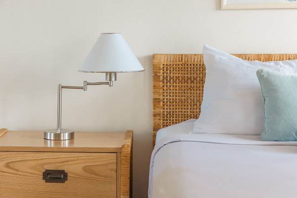 Modern swing arm table lamp.
