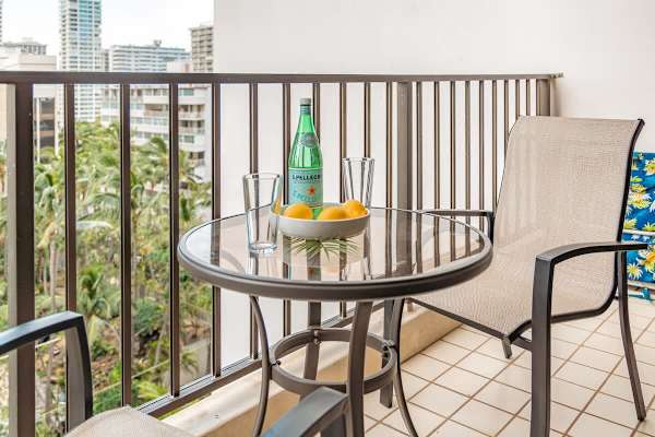 Your balcony has a table and 2 chairs.